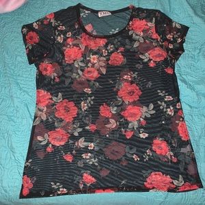 TMG mesh see-through floral T-shirt